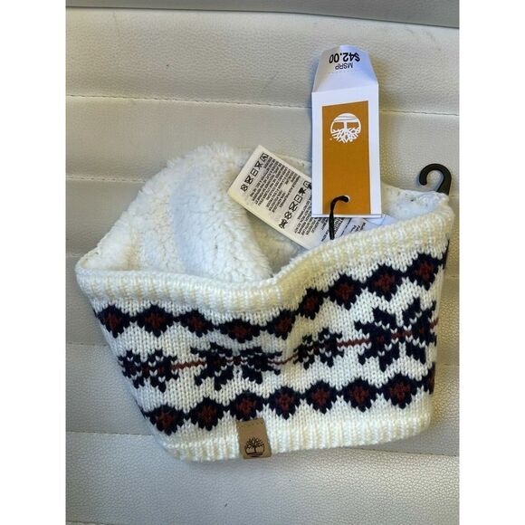 Timberland Fleece Lined Sherpa Fair Isle Headband Hat Knit - Picture 2 of 4